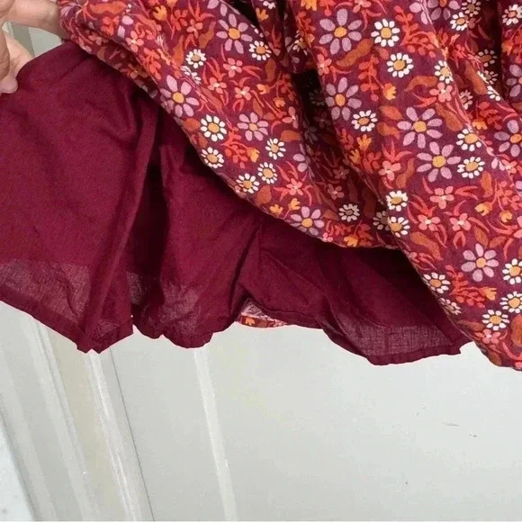 Cat and Jack girls fall dress burgundy floral size L (10/12) - Picture 6 of 6